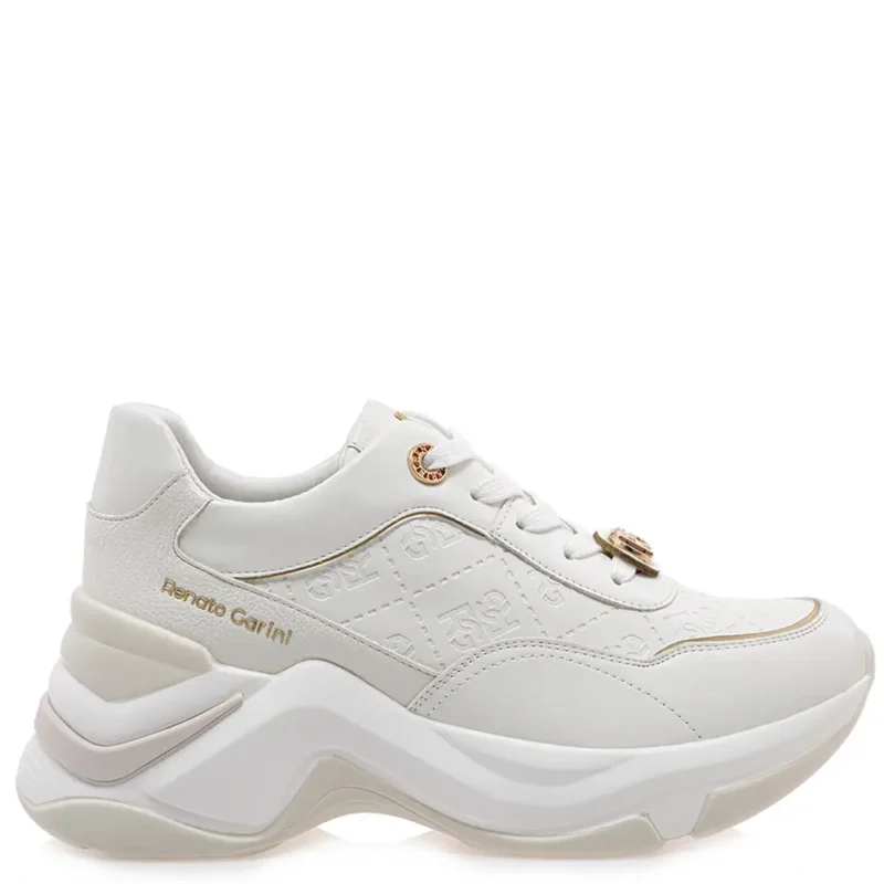 Renato Garini W119R5203D41 ginekeio Sneaker Γυναικείο chunky sneaker Renato Garini σε λευκό χρώμα, πλάγια όψη