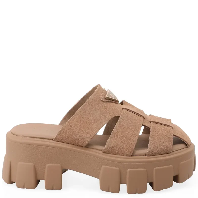 Γυναικεία Flatforms Σαμπό Renato Garini W403R095338Z Μπεζ Σκούρο Καστόρι – Πλάγια Όψη Πλάγια όψη σε γυναικεία flatforms σαμπό Renato Garini W403R095338Z σε μπεζ σκούρο καστόρι.