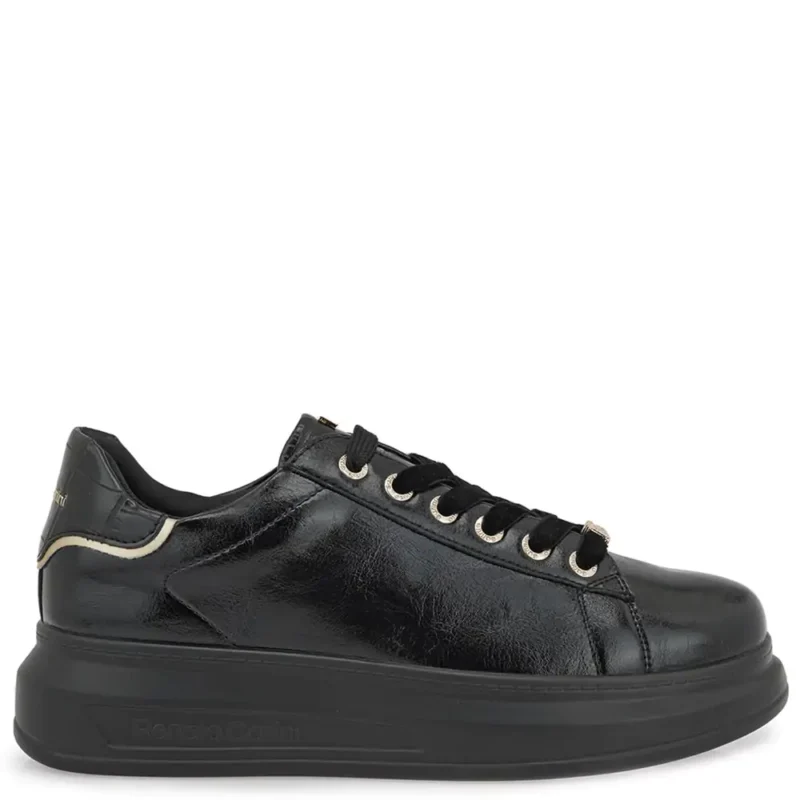 gynaikeia-sneakers-renato-garini-X119R0582G73-mayro-spasto-mayro-kastori-plai Γυναικεία sneakers Renato Garini X119R0582G73 Μαύρο Σπαστό Καστόρι σε πλάγια όψη