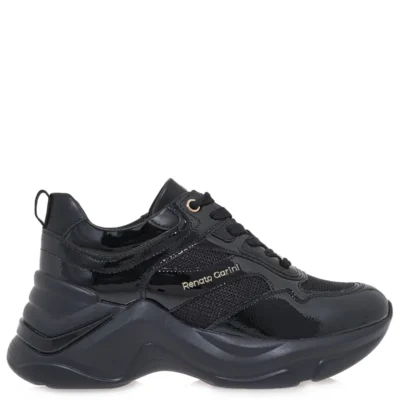 Γυναικεία sneakers Renato Garini X119R164429Z Μαύρο Βερνί Σπαστό Μαύρο σε πλάγια όψη