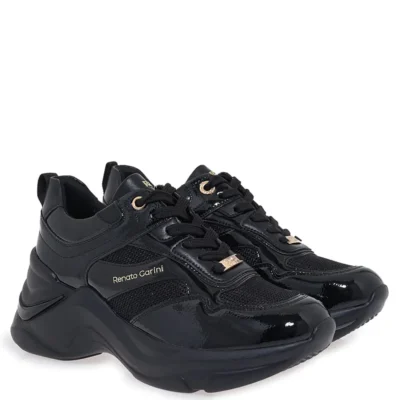 Γυναικεία sneakers Renato Garini X119R164429Z Μαύρο Βερνί Σπαστό Μαύρο — πλήρης όψη ζευγαριού