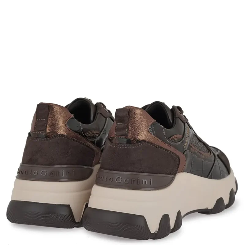 Γυναικεία sneakers Renato Garini X119R2083AF7 Καφέ Στάμπα Μπρονζέ — πίσω όψη