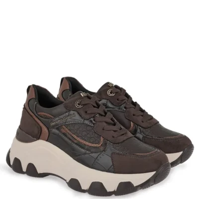Γυναικεία sneakers Renato Garini X119R2083AF7 Καφέ Στάμπα Μπρονζέ — πλήρης όψη ζευγαριού