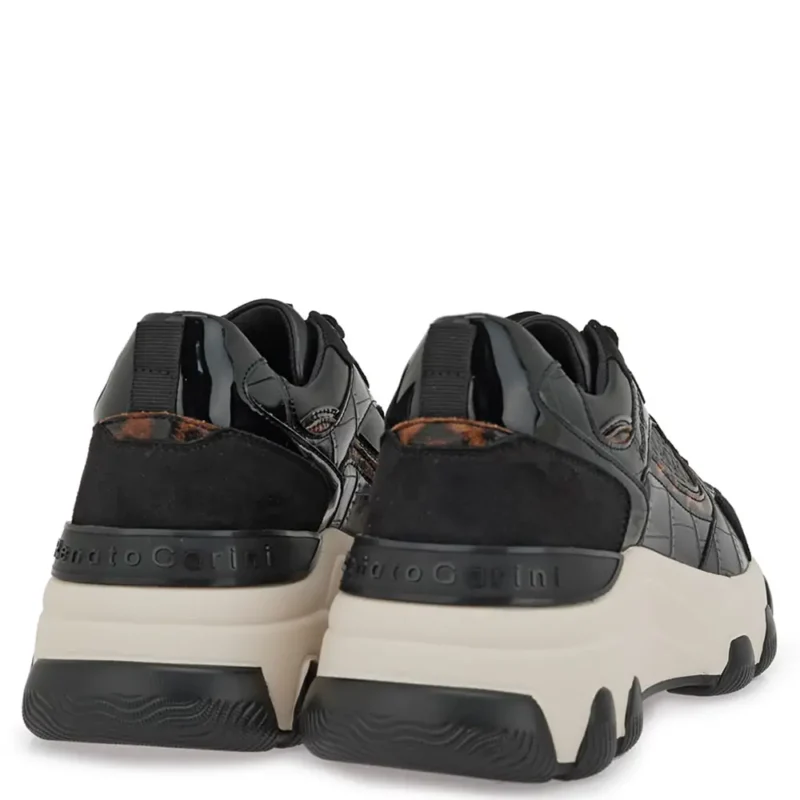 Γυναικεία sneakers Renato Garini X119R2083AG2 Μαύρο Στάμπα Λεοπάρ — πίσω όψη