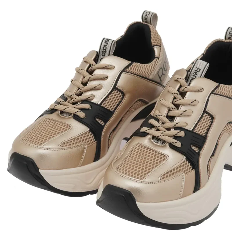 Λεπτομέρεια υφάσματος γυναικείων sneakers Renato Garini X119R2453L46 Πλατίνα
