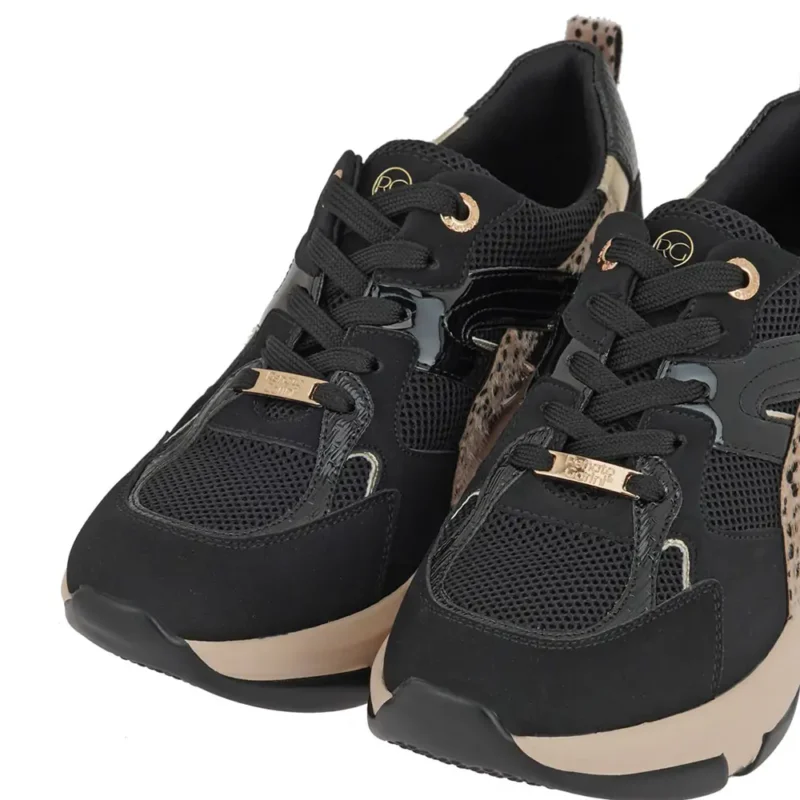 Λεπτομέρεια nubuck λεοπάρ πόνυ υφάσματος γυναικείων sneakers Renato Garini X119R62732R5