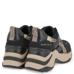 Γυναικεία sneakers Renato Garini X119R62732R5 Μαύρο Nubuck Λεοπάρ Πόνυ — πίσω όψη