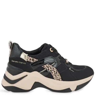 Γυναικεία sneakers Renato Garini X119R62732R5 Μαύρο Nubuck Λεοπάρ Πόνυ σε πλάγια όψη