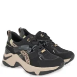 Γυναικεία sneakers Renato Garini X119R62732R5 Μαύρο Nubuck Λεοπάρ Πόνυ — πλήρης όψη ζευγαριού