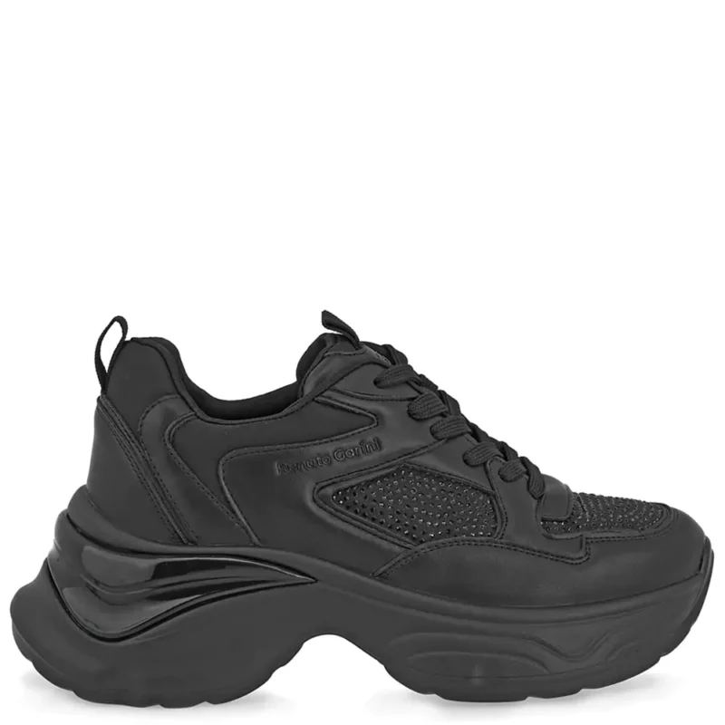 gynaikeia-sneakers-renato-garini-X119R7103171-mayro-stras-plai Γυναικεία sneakers Renato Garini X119R7103171 Μαύρο Στρας σε πλάγια όψη