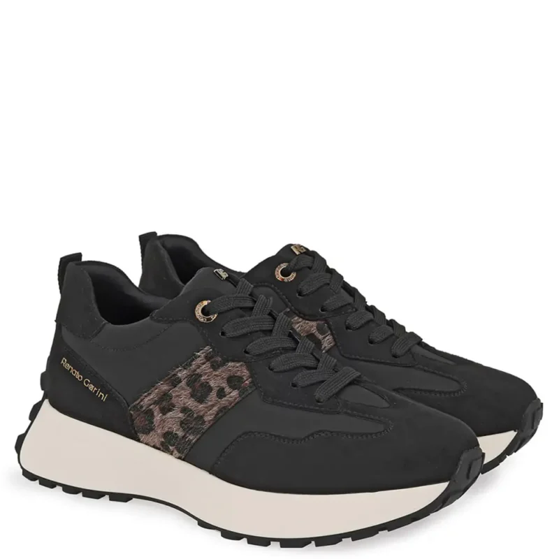 Γυναικεία sneakers Renato Garini X119R8073019 Μαύρο Λεοπάρ — πλήρης όψη ζευγαριού