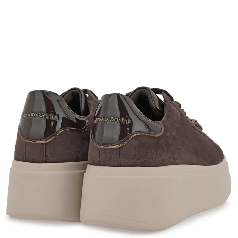 Γυναικεία sneakers Renato Garini X119R8853AF2 Καφέ Καστόρι Βερνί — πίσω όψη