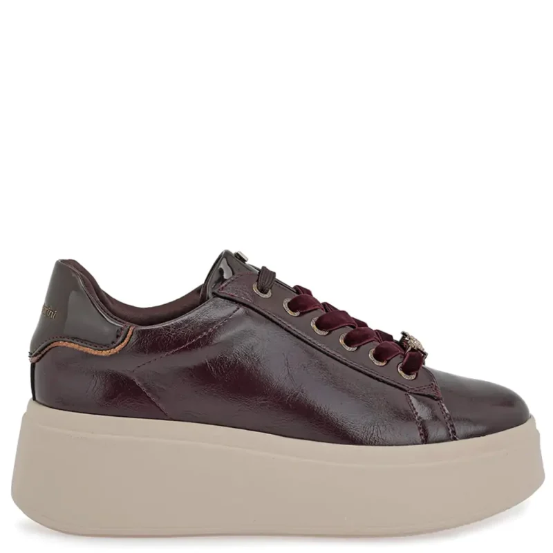 Γυναικεία sneakers Renato Garini X119R8853AM8 Μπορντό Σπαστό Βερνί σε πλάγια όψη