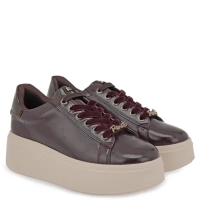 Γυναικεία sneakers Renato Garini X119R8853AM8 Μπορντό Σπαστό Βερνί — πλήρης όψη ζευγαριού
