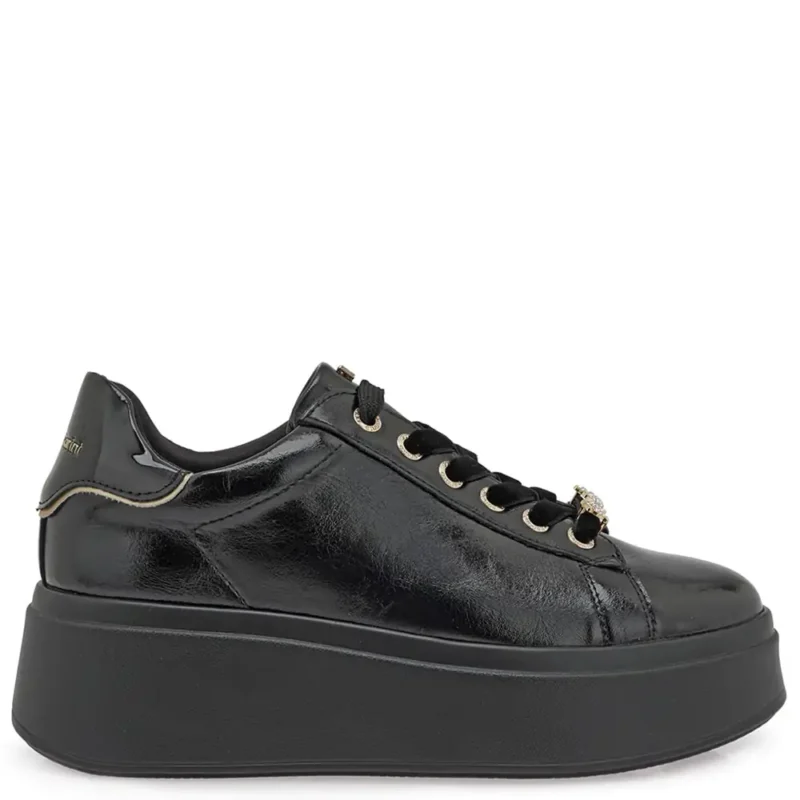 Γυναικεία sneakers Renato Garini X119R8853AW5 Μαύρο Σπαστό Βερνί σε πλάγια όψη