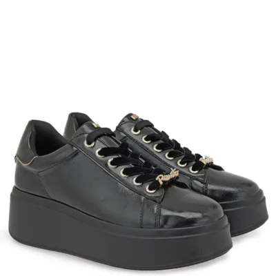 Γυναικεία sneakers Renato Garini X119R8853AW5 Μαύρο Σπαστό Βερνί — πλήρης όψη ζευγαριού