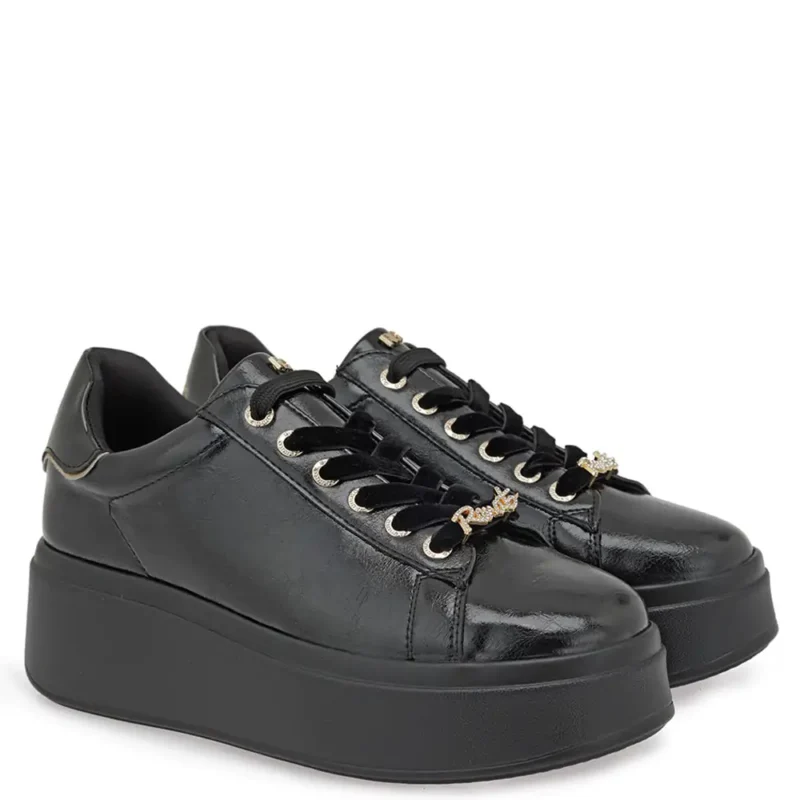 Γυναικεία sneakers Renato Garini X119R8853AW5 Μαύρο Σπαστό Βερνί — πλήρης όψη ζευγαριού