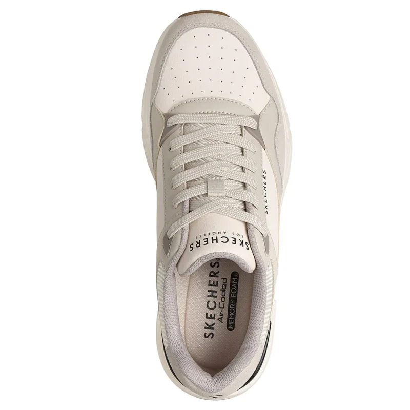 Ανδρικά sneakers Skechers 183430 OFWT Off White όπως φοριούνται, επάνω όψη