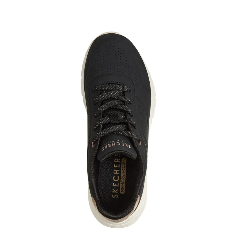 Γυναικεία sneakers Skechers 177799 Uno Flex Μαύρα BBK όπως φοριούνται, άνωθεν όψη