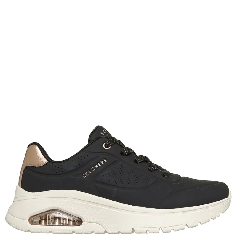 gynaikeia-sneakers-skechers-177799-blk-mayro-plai Γυναικεία sneakers Skechers 177799 Uno Flex Μαύρα blk σε πλάγια όψη