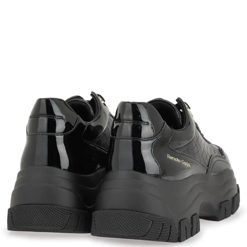 Γυναικεία sneakers Renato Garini X119R502367H Μαύρο Βερνί Πλεκτό — πίσω όψη