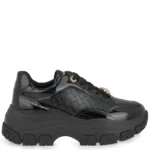 Γυναικεία sneakers Renato Garini X119R502367H Μαύρο Βερνί Πλεκτό σε πλάγια όψη