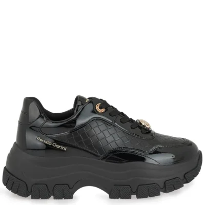 Γυναικεία sneakers Renato Garini X119R502367H Μαύρο Βερνί Πλεκτό σε πλάγια όψη