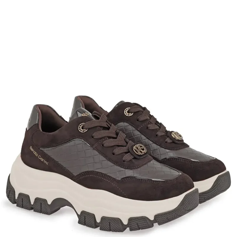 Γυναικεία sneakers Renato Garini X119R5023AK3 Καφέ Καστόρι Καφέ Πλεκτό — πλήρης όψη ζευγαριού